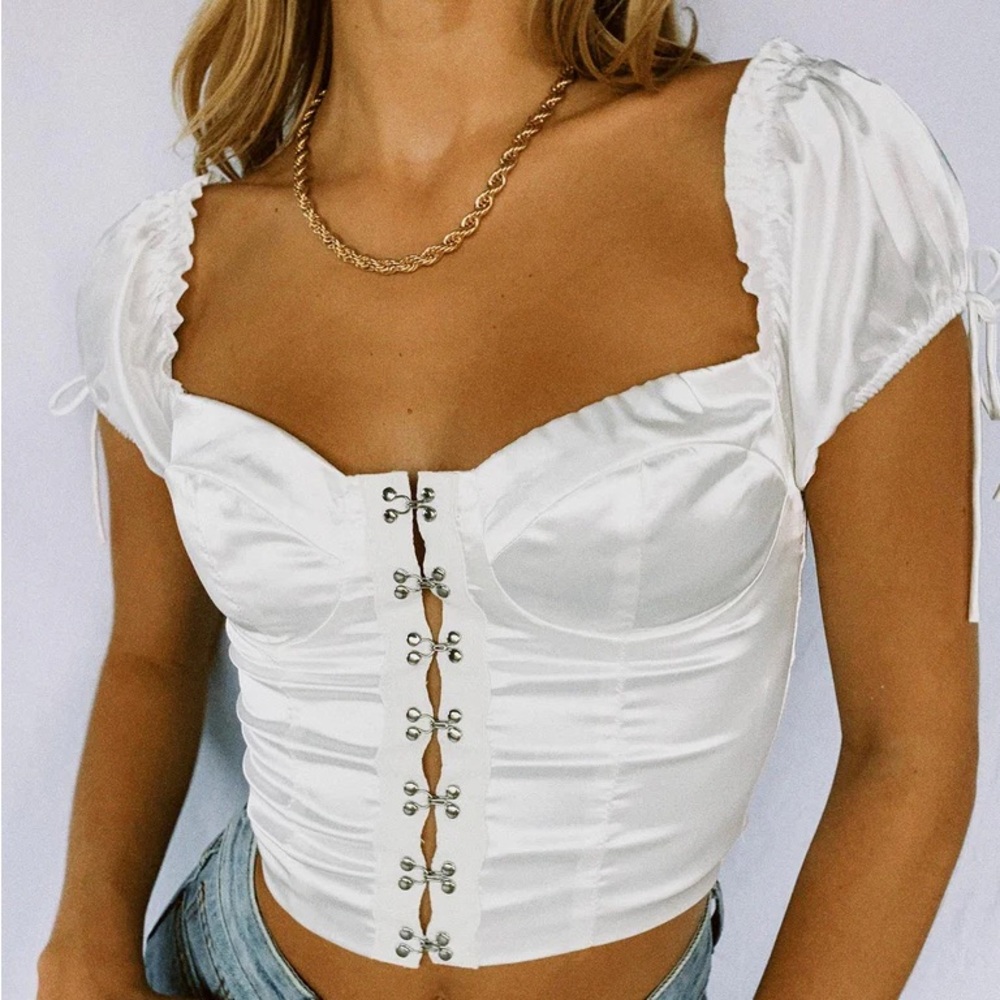 Princess Polly Allyson Top White Satin | NWT | Size US 2